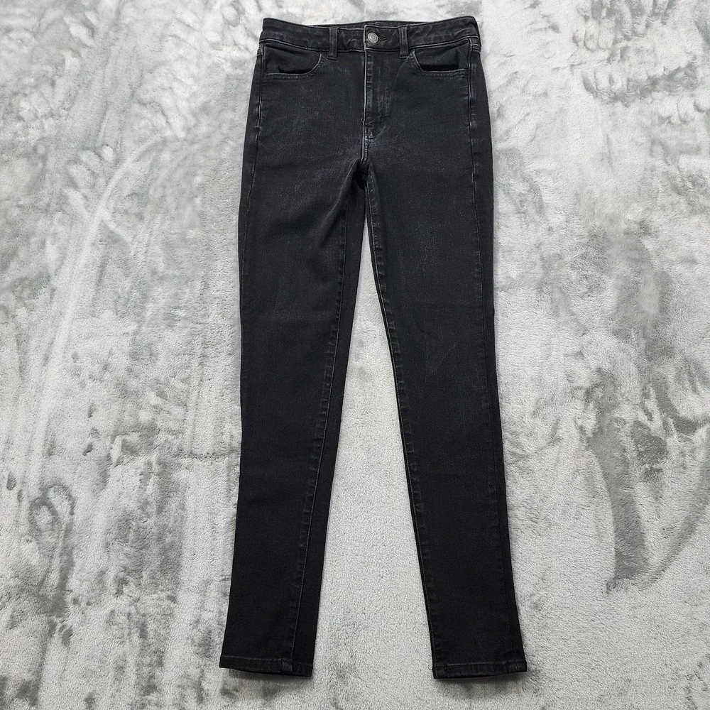 American Eagle Jeans Womens 6 Black Super High Rise Jegging Stretch Denim Preppy